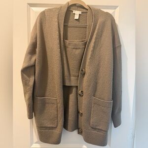 H&M Knit Button Up Cardigan and Tank Set
